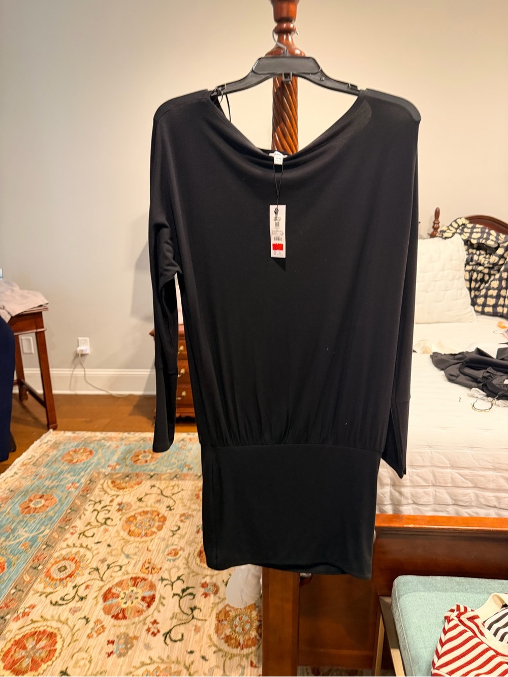 Garage Black Long-Sleeve Boatneck Dress
